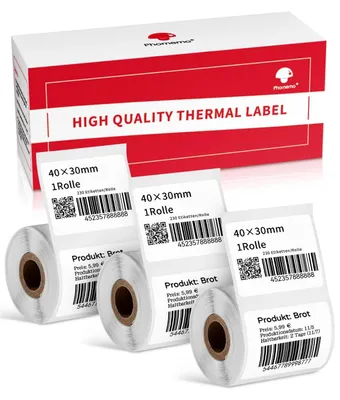 Imagen del producto de Papel térmico para etiquetas, compatible con diversas impresoras de etiquetas, paquete de 3 rollos