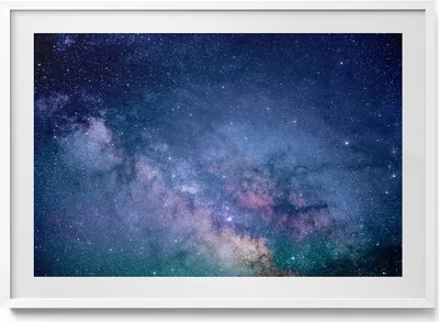 Produktbild von Sternenkosmos– Wandbild mit Rahmen – Gerahmtes Bild  – Wanddekoration – 100x70 cm –  Weiß Rahmen