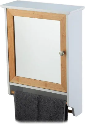 Image de Armoire de salle de bains avec porte-serviettes, 55 x 40 x 145 cm, blanche
