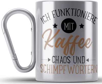 Produktbild von Trendation - Lustige Edelstahl Tasse Karabinern Für Frauen Männer Sprüche Geschenk Spruch für Büro Vater Geschenk (Silber)
