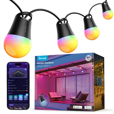 Außenlichterkette 30 m RGBICW dimmbar warmweiß 47 Modi IP65 App-Sprachsteuerung