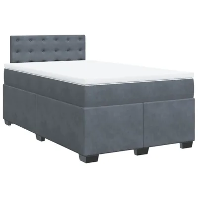 Image de vidaXL Lit boxspring avec matelas gris foncé 120x200 cm velours
