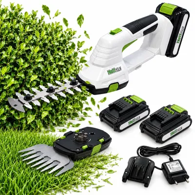 Zdjęcie produktu dla Akumulatorowa podkaszarka do trawy 20 V 2 w 1 z akumulatorem 2 x 2,0 Ah Nóż do trawy 10 cm i nóż do krzewów 20 cm Akumulatorowe nożyce do trawy