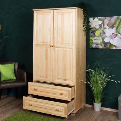Produktbild von Kleiderschrank Massivholz natur 011 - 190 x 90 x 60 cm (H x B x T)