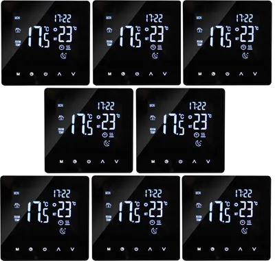 8X Digital Thermostat Raumthermostat für Warmwasserbereitung Programmierbare Temperaturregler fü Fußbodenheizung Innenthermometer Wandthermost,Schwarz