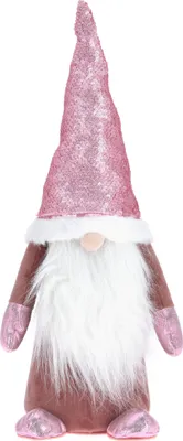 Produktbild von COM-FOUR® Rosa Weihnachts-Wichtel für die Weihnachtsdeko, winterliche Figur als Dekoartikel, niedlicher Kantenhocker als Raumschmuck oder Geschenk