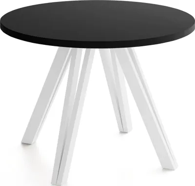 Produktbild von Runder Esstisch 100 cm mit Weißen Holzbeinen aus Buchenholz – Moderner Tisch für Esszimmer, Küche und Wohnzimmer – Platzsparender Tisch für 4 Personen –  Schwarz