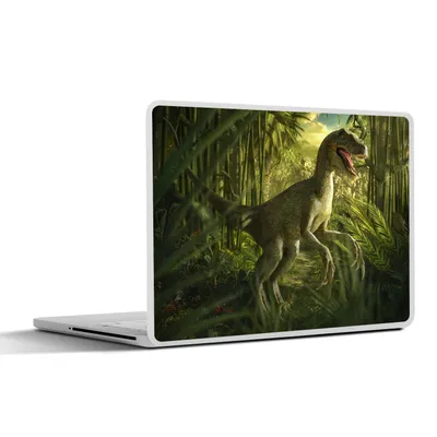 Produktbild von MuchoWow® Laptop Aufkleber Sticker Cover Dinosaurier - Pflanzen - Grün - Illustration - Kinder - Jungen 31x22.5 cm - Laptop-Deko