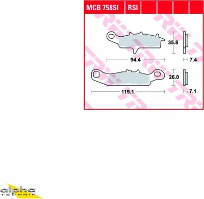 Produktbild von TRW Bremsbelagsatz MCB758RSI KVF650 LTF 700 Quadrunner AM41