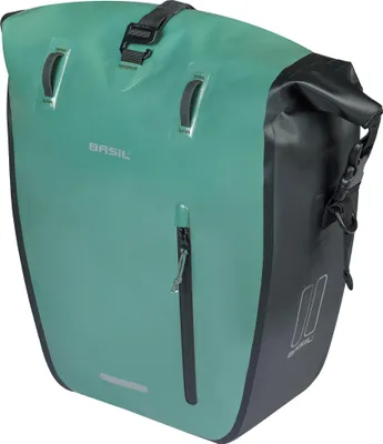 Produktbild von Basil Einzeltasche Rivo L silbergrün/schwarz 25-31L - wasserdichte Fahrradtas...
