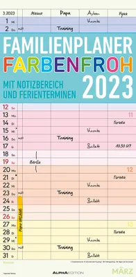 Produktbild von Familienplaner Farbenfroh 2023 mit 4 Spalten - Familien-Timer 22x45 cm