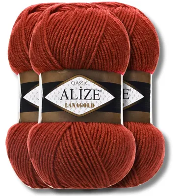 Productafbeelding van Alize 3x 100g Lanagold garen, effen kleur, geschikt voor haken en breien (36)