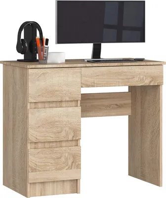 Produktbild von PC-Schreibtisch AKORD A7 links Sonoma-Eiche mit 4 Schubladen B90 x H77 x T50 cm