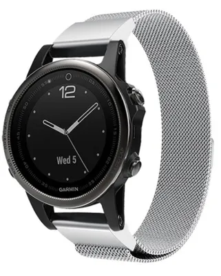 Produktbild von Strap-it Milanese Armband - Kompatibel mit Garmin Fenix 5s Armband Hochwertiges Material -Edelstahl Magnetische verschluss für Garmin Fenix 6s Armband Silber 20mm smartwatch