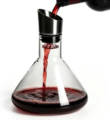 Produktbild von Weinkaraffe Kristallglas: 1500 ml Weinkaraffe, Weinkaraffe mit Belüftung und Filter, tropfenfreie Weinkaraffe, Karaffe mit - ShopFlot