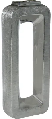 Keramik-Vase, silberfarben, 16 x 7 x 40 cm