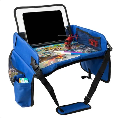 Produktbild von imoshion Reisetisch - Tablethalter Auto - 7 Aufbewahrungsfächer - Inklusive 2 Malvorlagen - Blau