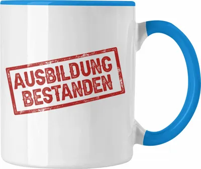 Produktbild von Trendation - Ausbildung Bestanden Stempel Geschenk Tasse Geschenkidee Bestandene Prüfung Abschluss 2023  (Blau)