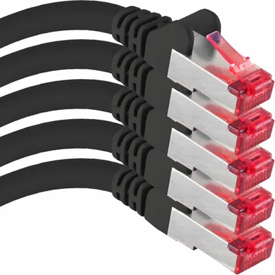 Zdjęcie produktu dla 0,25 m - 5 sztuk - Kabel Ethernet LAN Cat6 RJ45 - czarny - Wysokoprzędny