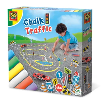 Obrázek produktu pro SES Creative Playground chalk traffic, Vícebarevný, 3 rok/roky, 12 rok/roky, Chlapec/děvče, Karton, Dětský