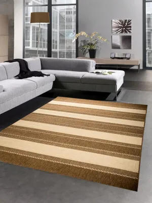 Produktbild von Teppich Sisal Optik Küchenläufer Küchenteppich Streifen beige braun Größe - 60x110 cm