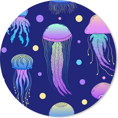 Produktbild von MuchoWow® Mauspad Mousepad Quallen - Muster - Meerestiere - Neon 30x30 cm - Mousepads - Maus Mat - Pad - Mausunterlage - Tischunterlage - Schreibtischmatten