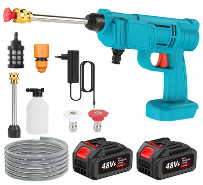 Image de Nettoyeur haute pression - Fonctionnement sur batterie - 200 W - 21 V - 30 bars - 2 batteries - Pour voiture et jardin - Buse de pulvérisation