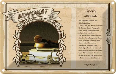 Obrázek produktu pro vianmo Kovový nápis 18x12 cm Advokat
