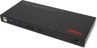 Produktbild von ROLINE KVM Switch, HDMI 4K, USB, 1 User - 4 PC, mit 3-Port USB-Hub