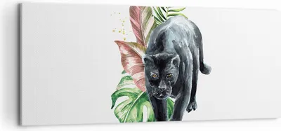 Produktbild von Bild auf Leinwand - Leinwandbild - Einteilig - Schwarz Panther Blätter - 120x50cm - Wand Bild - Wanddeko - Wandbilder - Leinwanddruck - Bilder - Wanddekoration - Leinwand bilder - AB120x50-4813