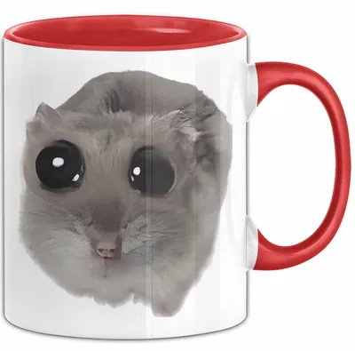 Produktbild von Sad Hamster Meme Lustige Tasse Hamsti Trauriger Hamster Büro Kaffee-Becher (Rot)