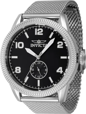 Produktbild von Invicta Vintage 47134 Herren Uhr - Quartz Bewegung - Edelstahl mit schwarzem Zifferblatt - 44 mm