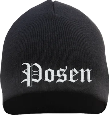 Produktbild von Posen Beanie Mütze - Altdeutsch - Bestickt - Strickmütze Wintermütze Einheitsgröße Schwarz