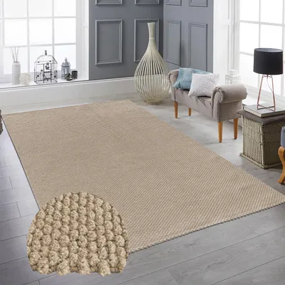 Produktbild von Minimalistischer Wohnzimmerteppich in moderner Schlingenoptik in beige Größe - 160 x 230 cm