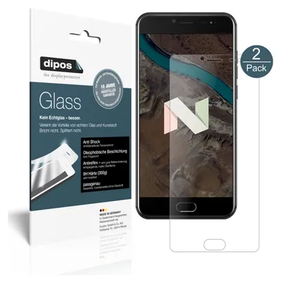 Produktbild von 2x Schutzfolie für Ulefone T1 Premium matt - Anti-Shock 9H Folie dipos Glass