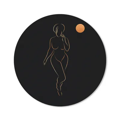 Produktbild von MuchoWow® Mauspad Mousepad Frau - Mond - Gold - Strichzeichnung 50x50 cm - Mousepads - Maus Mat - Pad - Mausunterlage - Vinyl