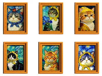 Produktbild von Katzen Kühlschrankmagnete im 6er-Set, Magnetische Bilderrahmen für Katzenliebhaber, Holz-Magnete für die Küche, das Zuhause und das Büro