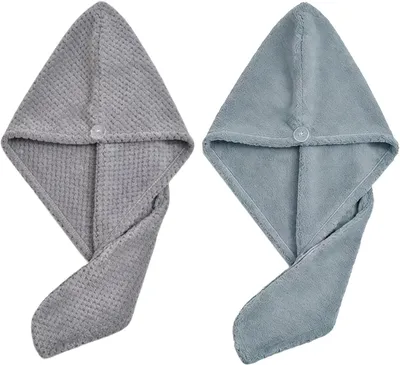Productafbeelding van Haarhanddoek 2 stuks, microvezel, grijs, haarverzorging