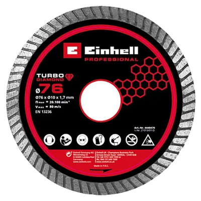 Zdjęcie produktu dla Einhell 4440470, Tarcza tnąca, Środek płaski, Żeliwo, Metal, Stal, Einhell, 7,6 cm, Czarny, Czerwony