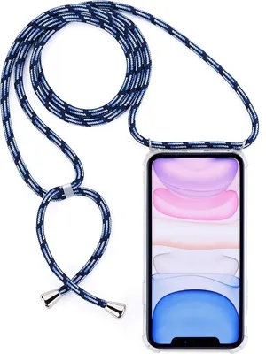 Produktbild von Mobigear Lanyard iPhone 11 Flexibles TPU Handykette - Transparent / Blau