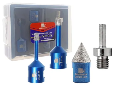 Immagine prodotto di Set di punte da trapano diamantate da 6/8 mm e 20 mm, punte smussatrici per piastrelle, granito e marmo, compatibili con smerigliatrici angolari con attacco M14