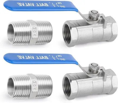 Image de Kit de robinets à boisseau sphérique en acier inoxydable, bleu, 4 pièces