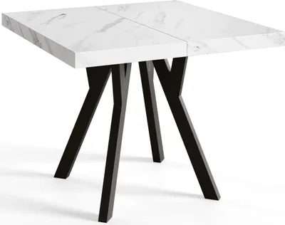 Obrázok produktu pre Štvorcový jedálenský stôl RICO, rozkladací stôl, rozmery: 90-190X90X77 cm, farba stola v obývacej izbe: béžová, s drevenými nohami v čiernej farbe