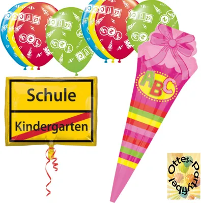 Produktbild von Schuleinführung Dekoration Schulanfang Ballonset 4 Folienballons + 16 Luftballons