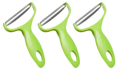 Produktbild von Multifunktionale Reibe, lebensmittelechter PP-Griff, Edelstahlklinge, ergonomischer Griff, Aufhängeöse, leicht zu reinigen, spülmaschinenfest, Obstschäler