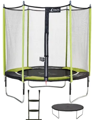 Produktbild von Gartentrampolin Ø 250cm + Netz + Leiter + Abdeckung - JUMPI 250 – Schwarz/Grün