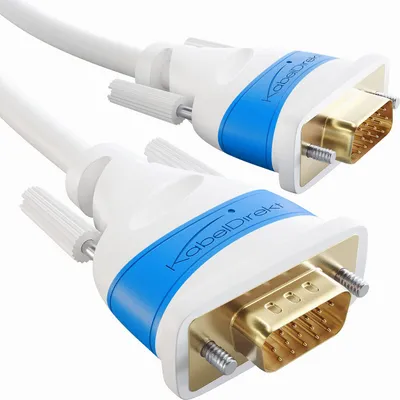 Produktbild von KabelDirekt – VGA-Monitorkabel – 5m – D-Sub 15, Weiß – für PC, Beamer