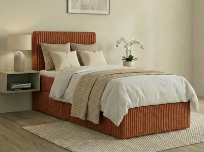 Produktbild von Boxspringbett RALFI 90 x 200 cm (Rechte Seit) mit Bettkästen, Bonell-Matratze H4 und T25-Topper. Farbe: Braun