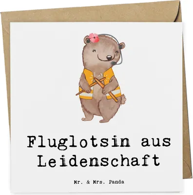 Produktbild von Mr. & Mrs. Panda Deluxe Karte Fluglotsin Leidenschaft - Weiß - Geschenk, Witzig, Lustig, Ausbildung, Spruch, doppelkarte, faltkarte, Klappkarte, Beruf, anlasskarte