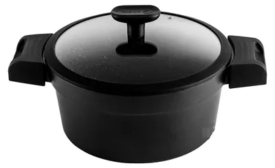 Image de FAGOR Alutherm Casserole à induction 24cm Fonte d'aluminium revêtement anti-adhésif  Couvercle en verre Noir